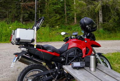 motorbike with radio and antenna